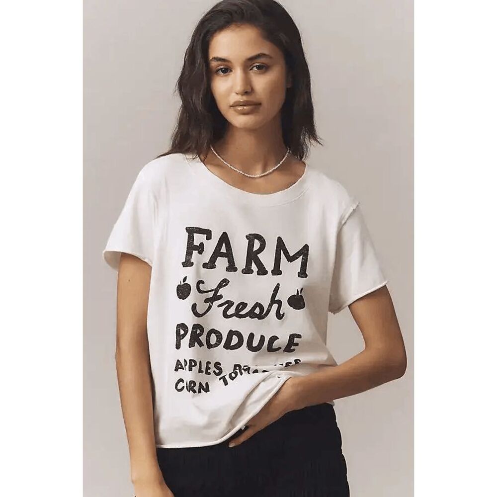 Anthropologie Farm Fresh Graphic Tee T Shirt Pullover Womens XXS NEW
